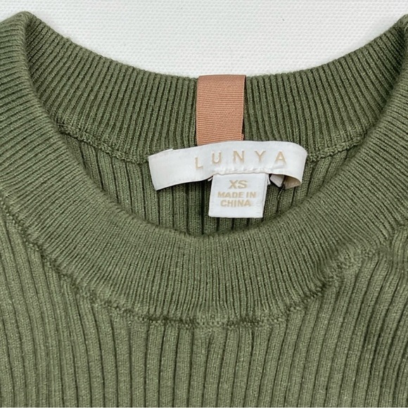 LUNYA Cozy Cotton Silk Crop Ribbed Tank Top Green Comfy Luxury Lounge  Summer - Picture 4 of 10